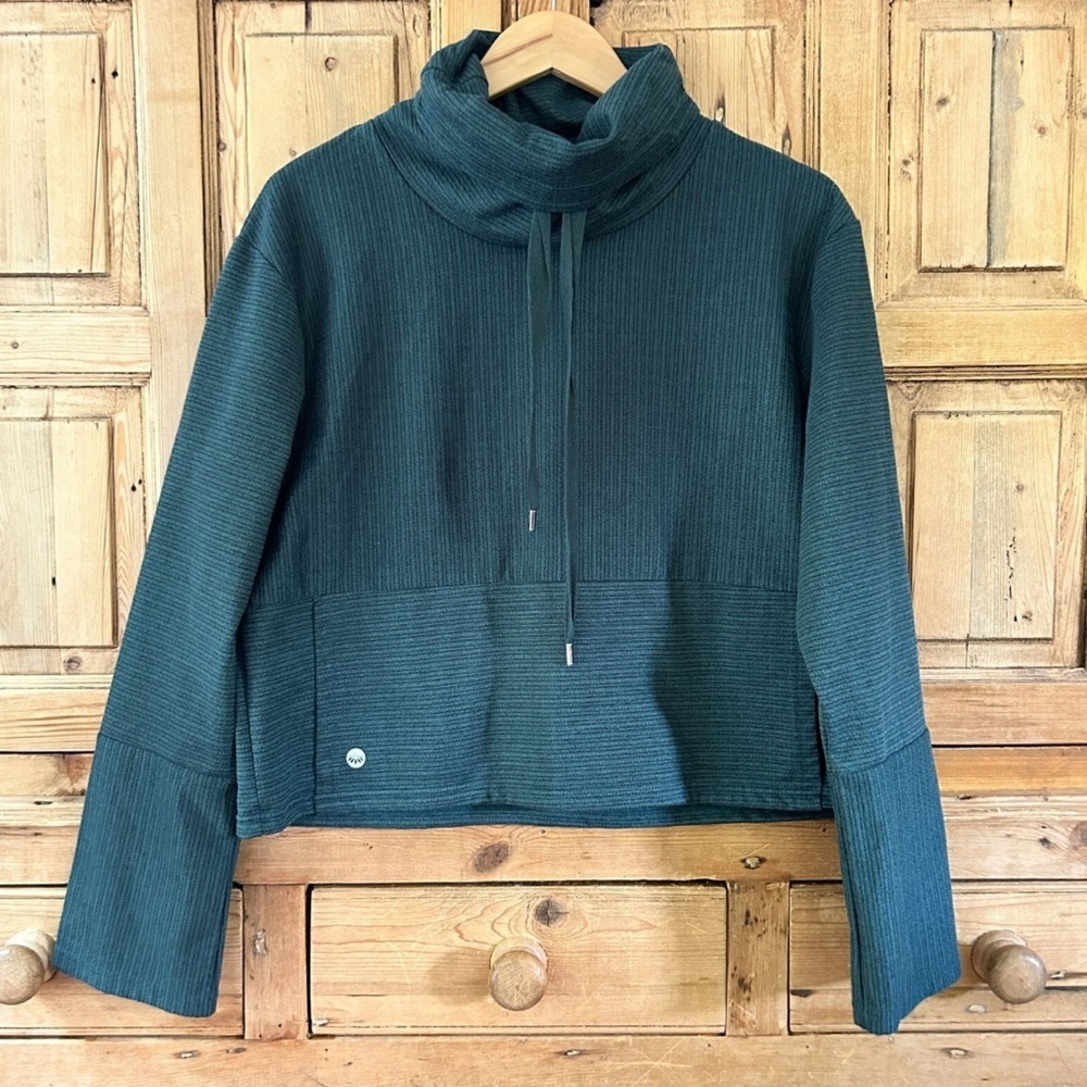 Senita Athletics Dark Teal Ribbed Funnel Neck Hoodie